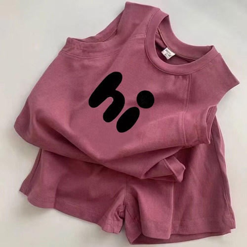 2025新款儿童纯棉背心套装夏装时尚宝宝帅气上衣无袖短裤两件套潮