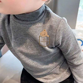 儿童德绒2026新款 T恤 秋冬洋气上衣儿童长袖 半高领保暖新款 打底衫