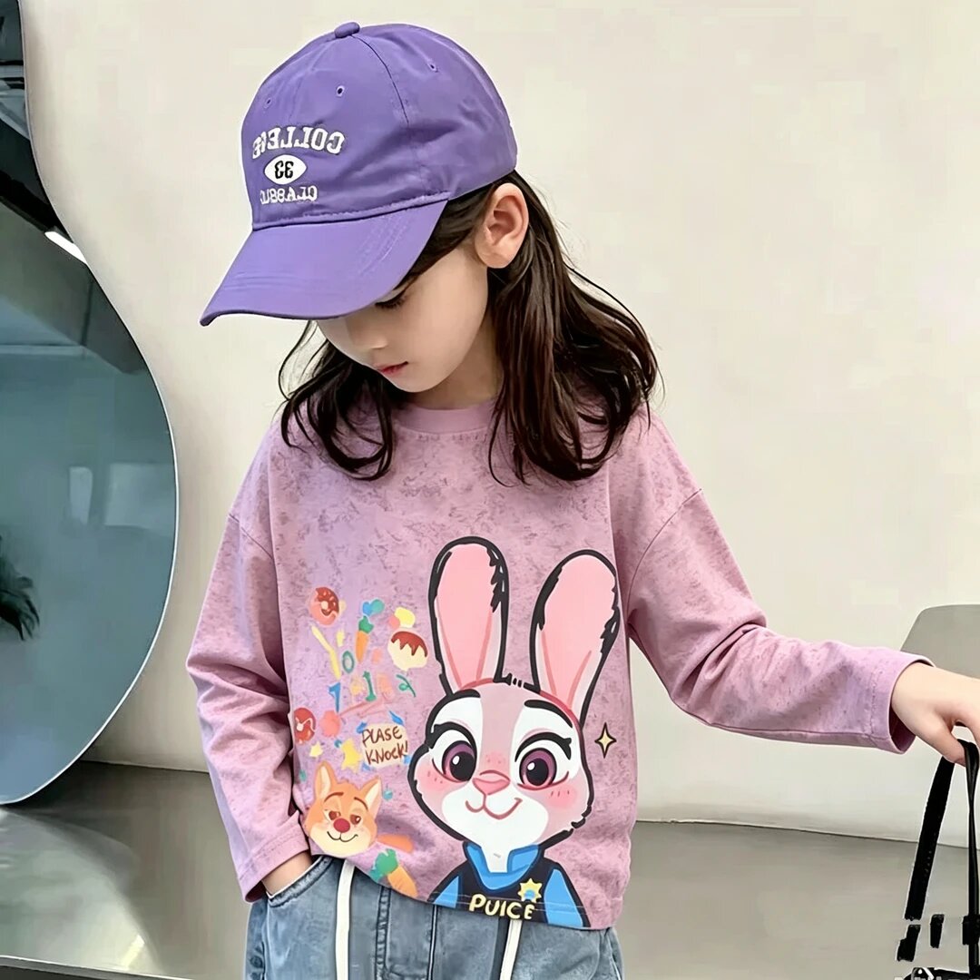 女童纯棉长袖扎染印花T恤夏季新款儿童女孩休闲中大童女孩上衣潮图片