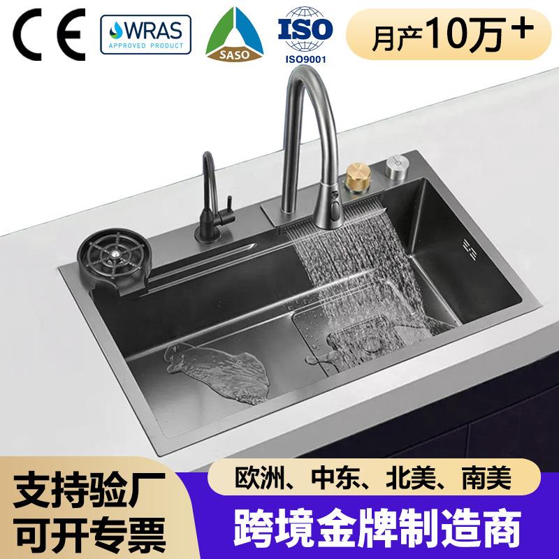 加厚SUS304不锈钢水槽双槽 厨房洗菜盆拉丝洗碗池 一体成型水盆