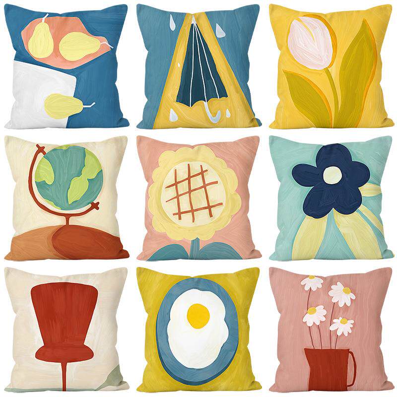 加厚纯棉老粗布抱枕套不含芯正方形纯棉沙发靠垫腰枕床头靠背靠枕