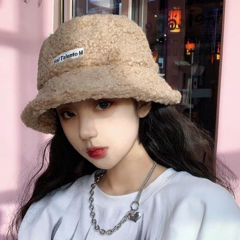 渔人帽女式新秋冬百搭暖面彷羊毛毛绒帽女式日式小盆帽