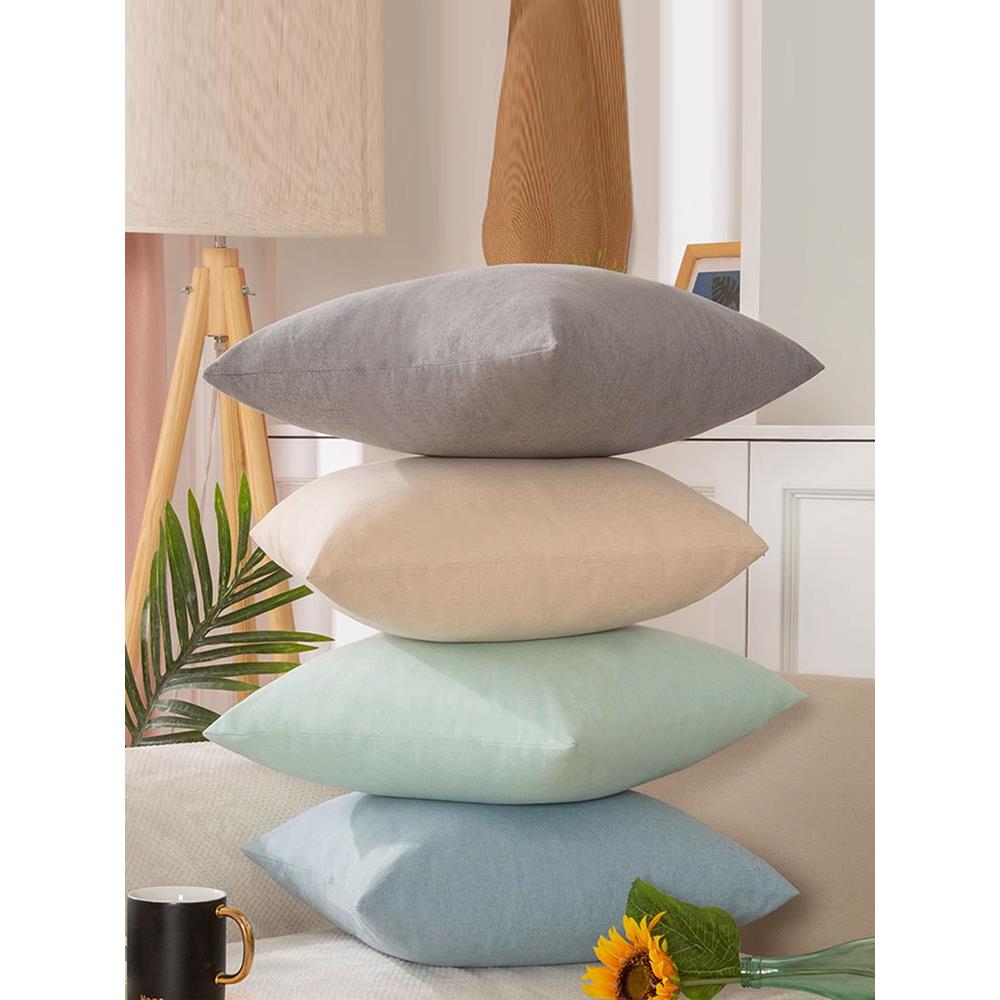 素色抱枕沙发客厅抱枕套加厚方形靠枕纯色含芯靠垫靠背枕垫仿棉麻