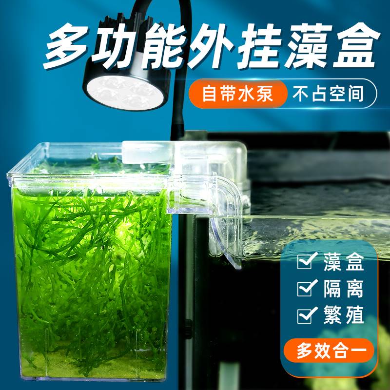 海缸外挂藻盒电动亚克力水族箱鱼缸隔离盒孔雀鱼繁殖盒外置孵化器