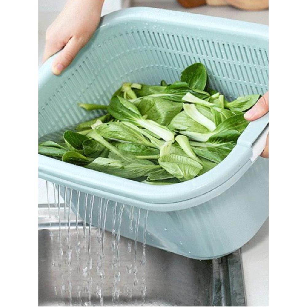 双层洗菜盆塑料沥水篮子漏盆淘米神器菜篮淘菜盆家用厨房洗水果盆