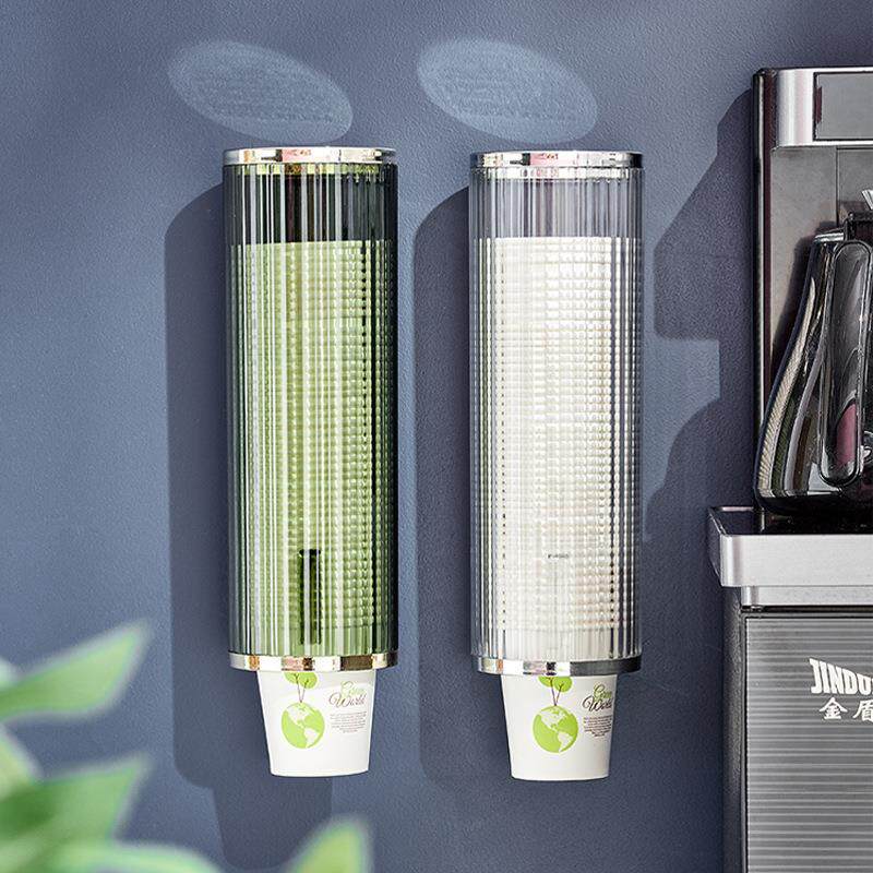 一次性杯子架自动取杯器家用饮水机旁纸杯收纳盒防尘置物架子创意