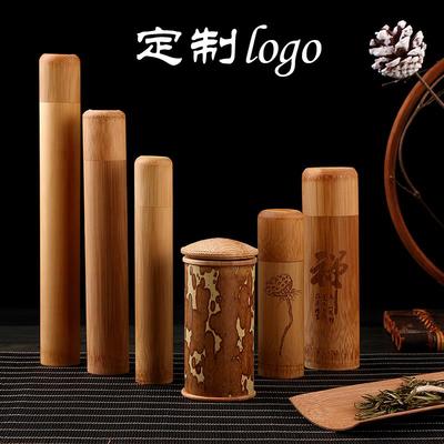 竹乡 便携式茶叶筒 天然旅行茶叶桶 茶叶罐竹筒青皮抛光 细竹香筒