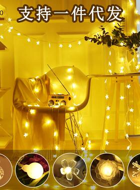 发光小灯串露营挂树上的彩灯不插电电池款led帐篷露营灯泡闪串灯
