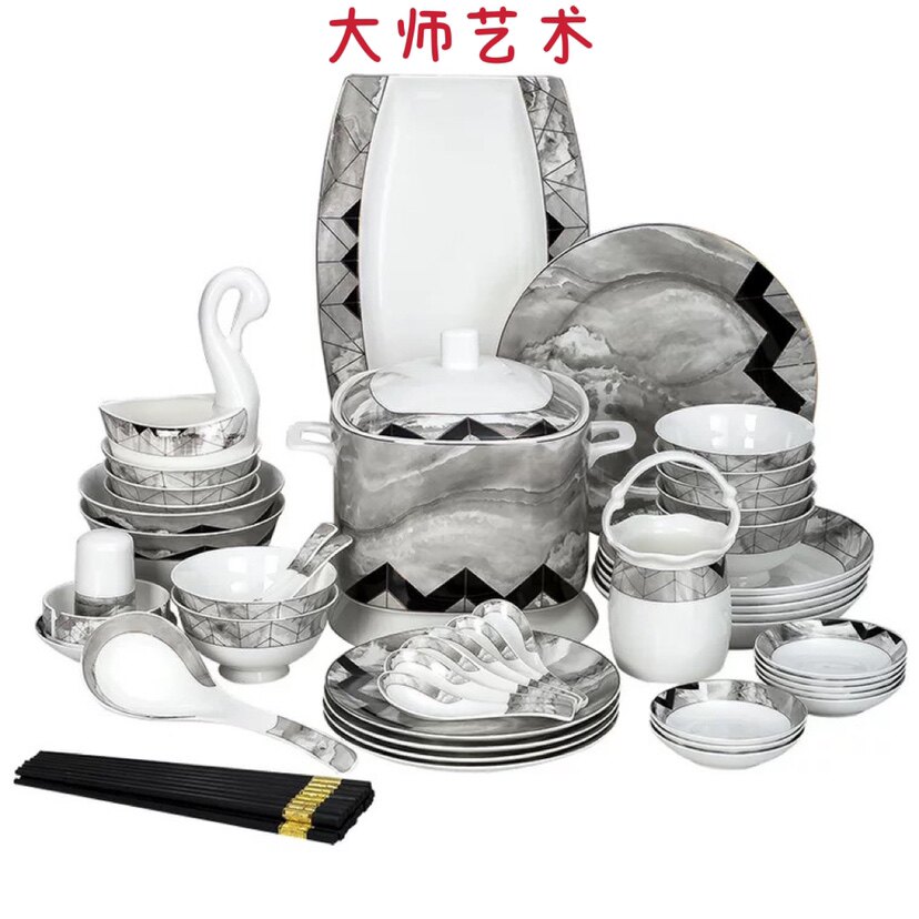 陶瓷餐具碗碟套装骨瓷日式