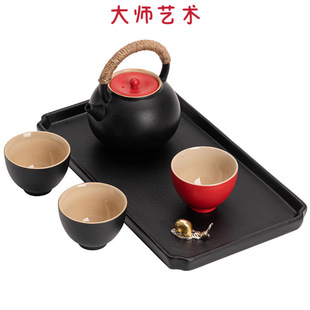 小套装 大师艺术提梁壶日式 家用简约茶杯茶盘陶瓷功夫