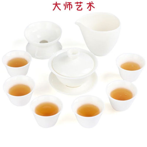 大师艺术德化羊脂玉瓷功夫茶具套装纯白礼品茶壶整套