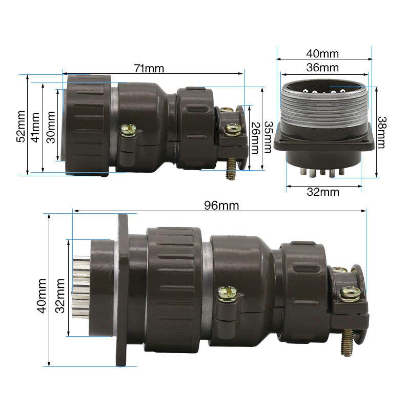P32 4芯 8芯 10芯12芯14芯 19芯航空插头插座 圆形连接器 开孔32M