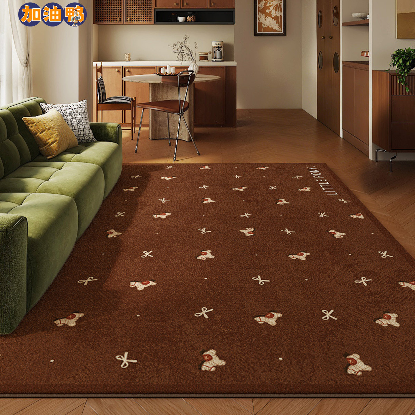 中古客厅地毯卧室家用儿童房复古隔音防滑垫免洗可擦抗污卡通地垫