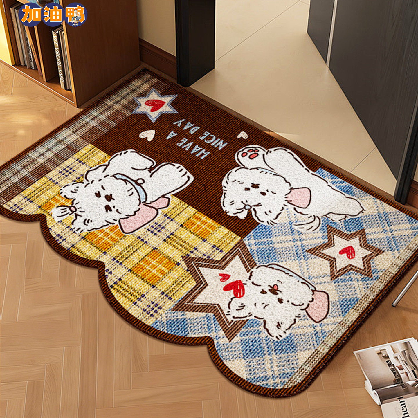 入户门地垫中古卡通风室外门口进门玄关专用防滑脚垫耐脏丝圈地毯,居家布艺,入户地垫,淘宝优惠券,粉丝福利购,淘宝优惠卷