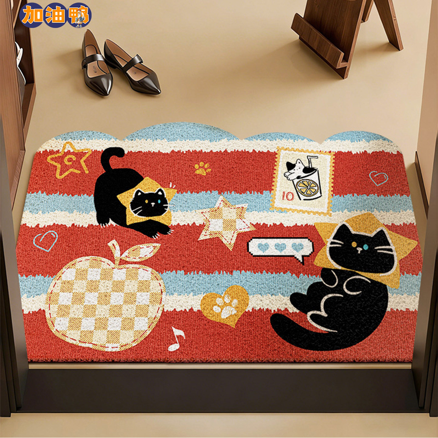 地垫中古卡通风室外进门玄关专用防滑脚垫耐脏地毯垫门口家用地毯,居家布艺,入户地垫,淘宝优惠券,粉丝福利购,淘宝优惠卷