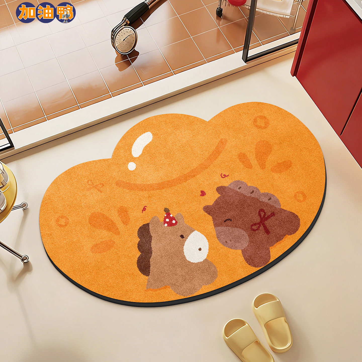 硅藻泥浴室吸水地垫卡通喜庆卫生间厕所门口防滑脚垫进门异形地毯,居家布艺,家用脚垫,淘宝优惠券,粉丝福利购,淘宝优惠卷