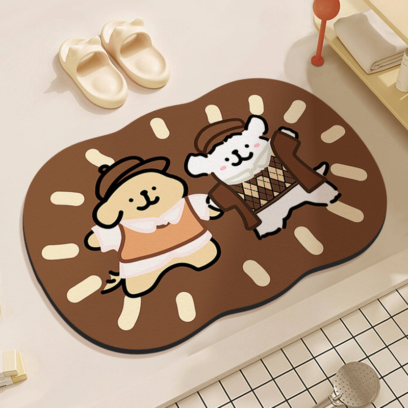 浴室地垫卫生间门口专用硅藻泥吸水脚垫厕所防滑垫家用洗澡防摔