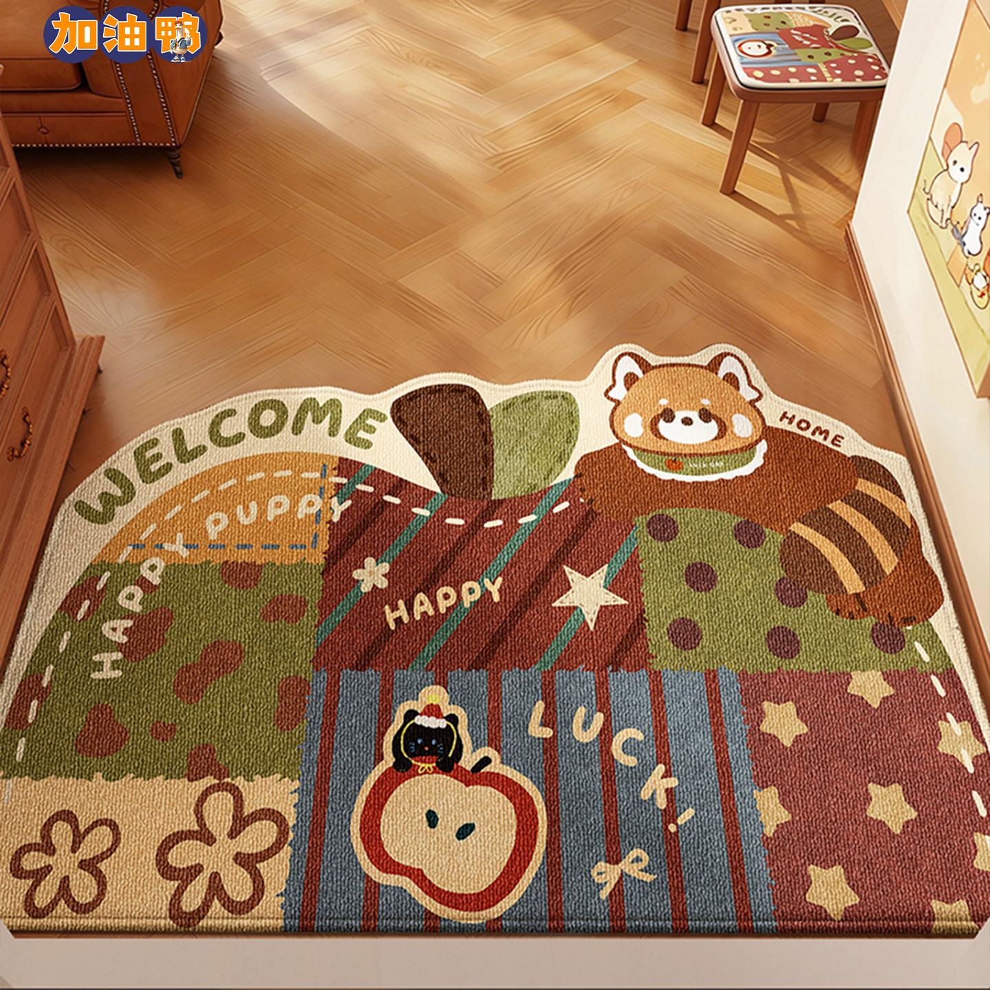 入户门地垫进门中古风美拉德玄关家用防滑耐脏脚踏垫新款异形地毯