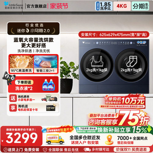 小天鹅迷你小乌梅2.0 Max迷你分区4KG双筒内衣洗衣机TNGG40-09AID