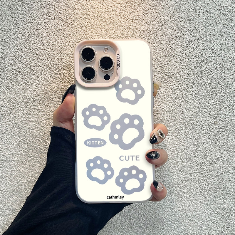 白色爪印情侣适用苹果16pro手机壳iphone15适用一加13适用小米15适用红米k80适用荣耀300保护套适用魅族21