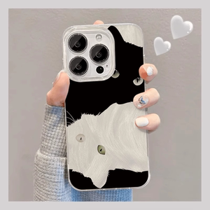 支架黑白猫适用苹果16promax手机壳iphone15一加12红米k70小米荣耀200pronovaP50保护套3040华为pura70mate60