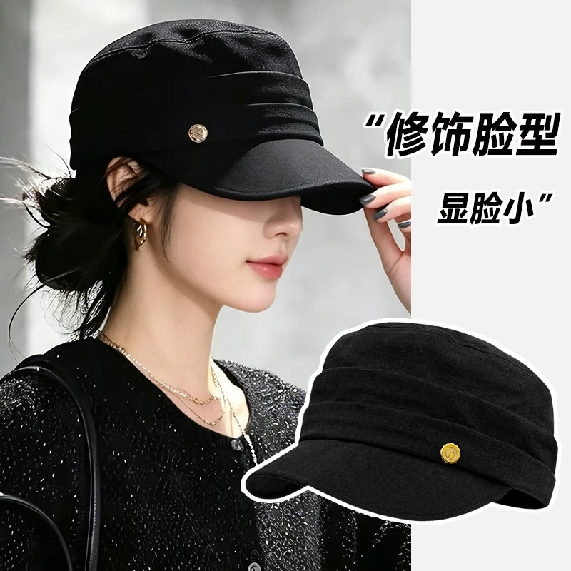 日系棉麻贝雷帽女2026鸭舌马术帽