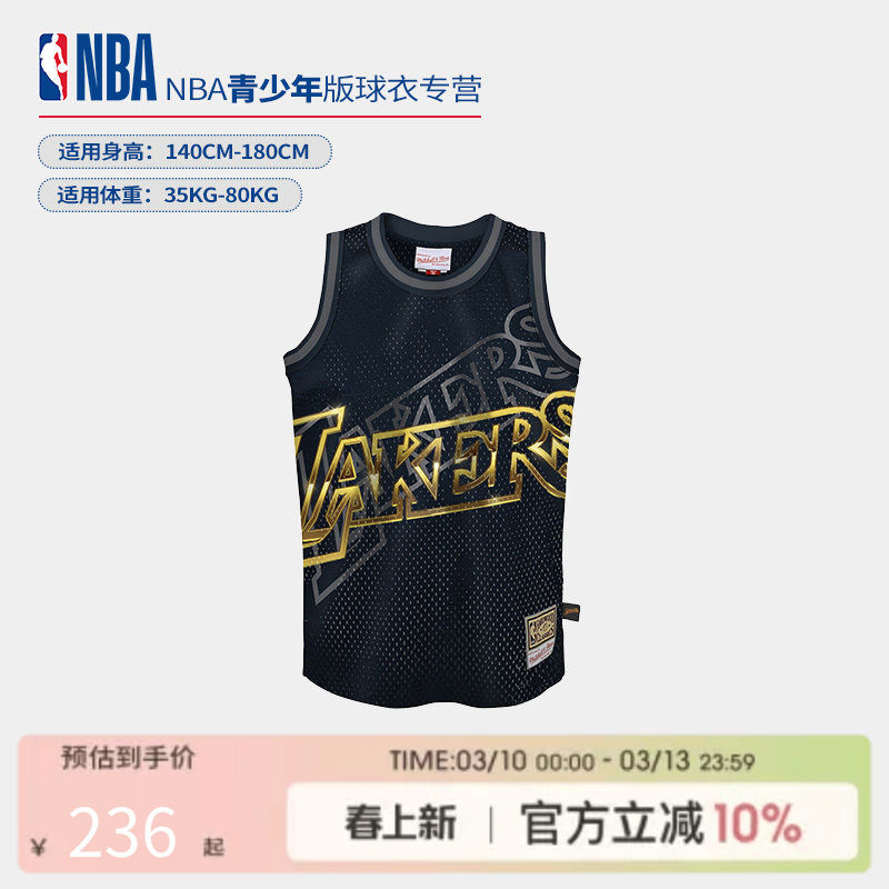 NBA篮球服湖人队青少年运动球衣背心