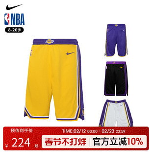 NBA Nike耐克洛杉矶湖人主客场城市版青少年短裤运动训练篮球短裤