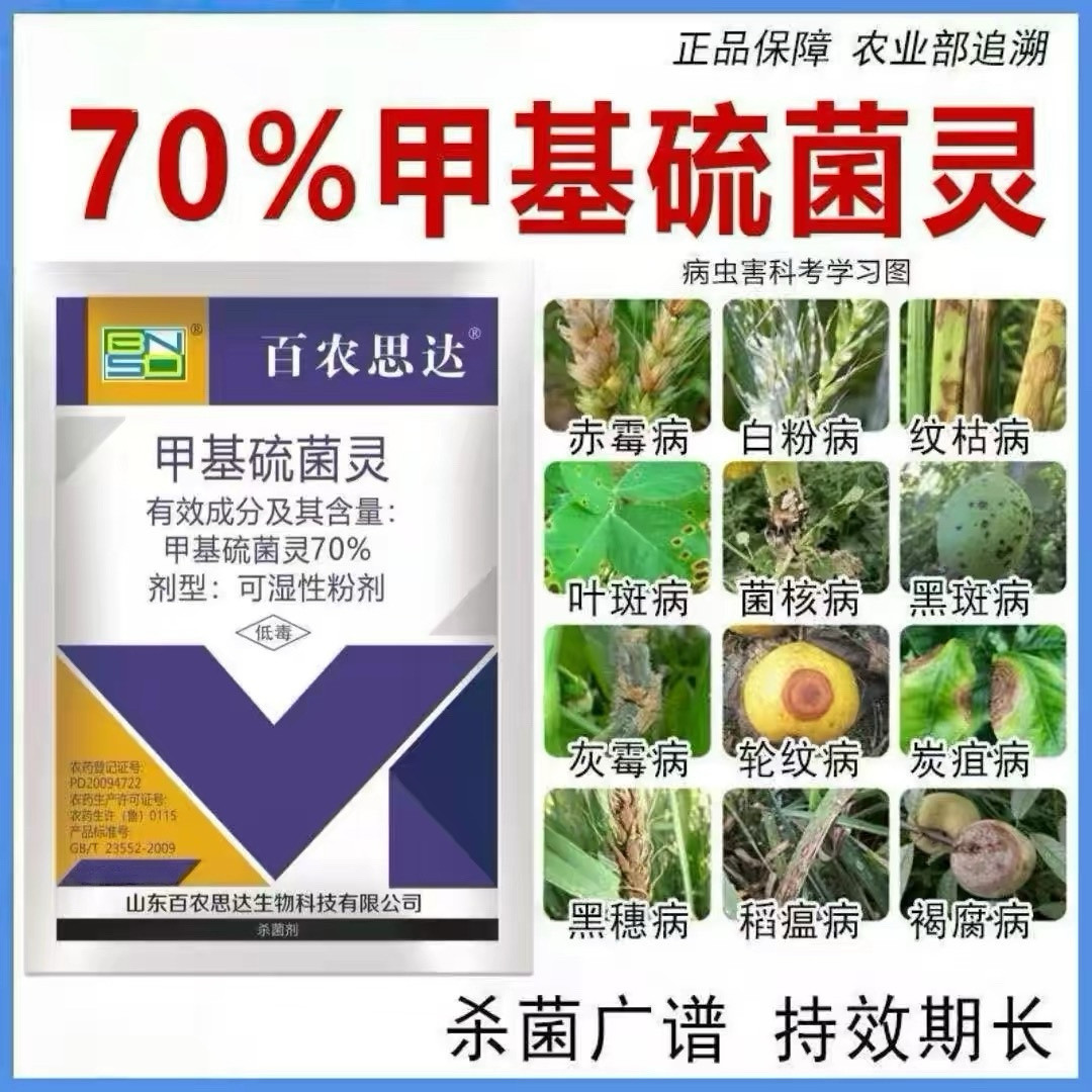 70%甲基硫菌灵甲托白粉病霜霉病赤霉病炭疽病灰霉病农药杀菌剂