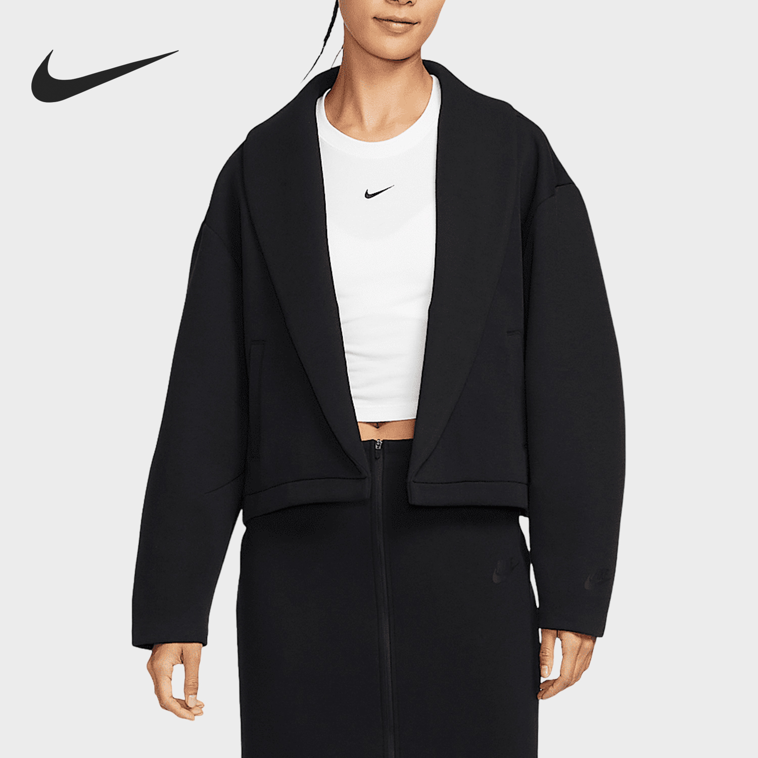 Nike/耐克正品Oversize女士翻领开衫宽松保暖外套HJ0970-010