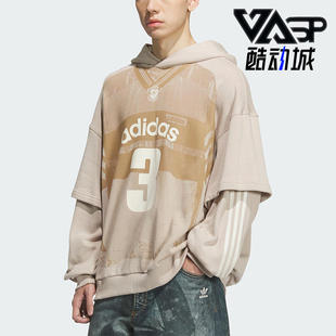 运动连帽假两件针织套头衫 三叶草男士 KC2608 阿迪达斯正品 Adidas