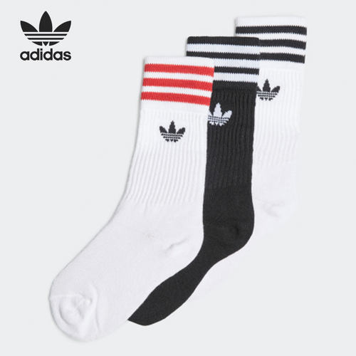 Adidas/阿迪达斯正品三叶草 CREW SOCK 3P 小童运动袜子 GN3235