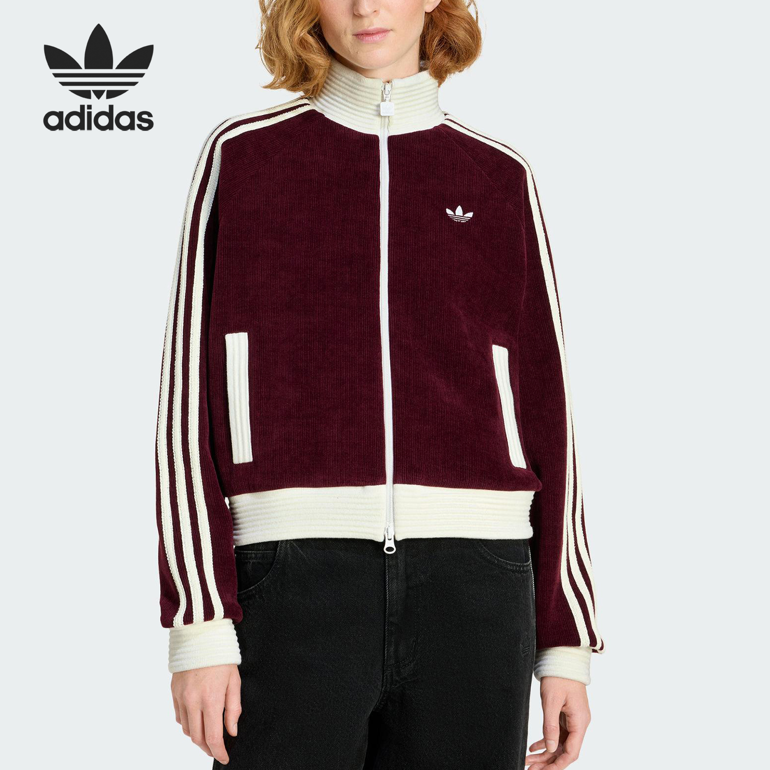 Adidas/阿迪达斯官方正品三叶草女士针织宽松运动经典外套KS0400
