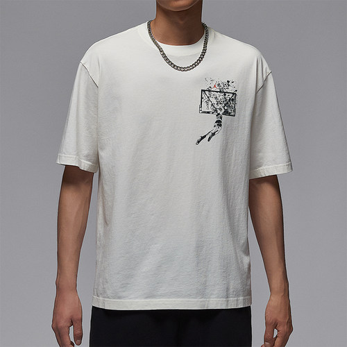 Nike/耐克正品JORDAN男士休闲印花针织透气运动短袖IB3298-133