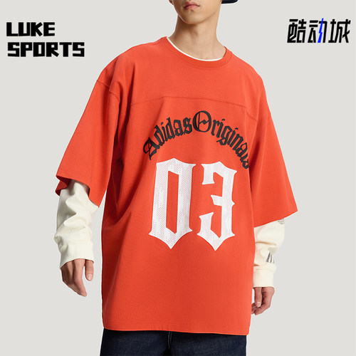 Adidas/阿迪达斯正品三叶草男士亲肤宽松个性时尚印花T恤KR0407