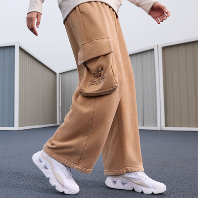 耐克女士大口袋阔腿针织加厚裤子