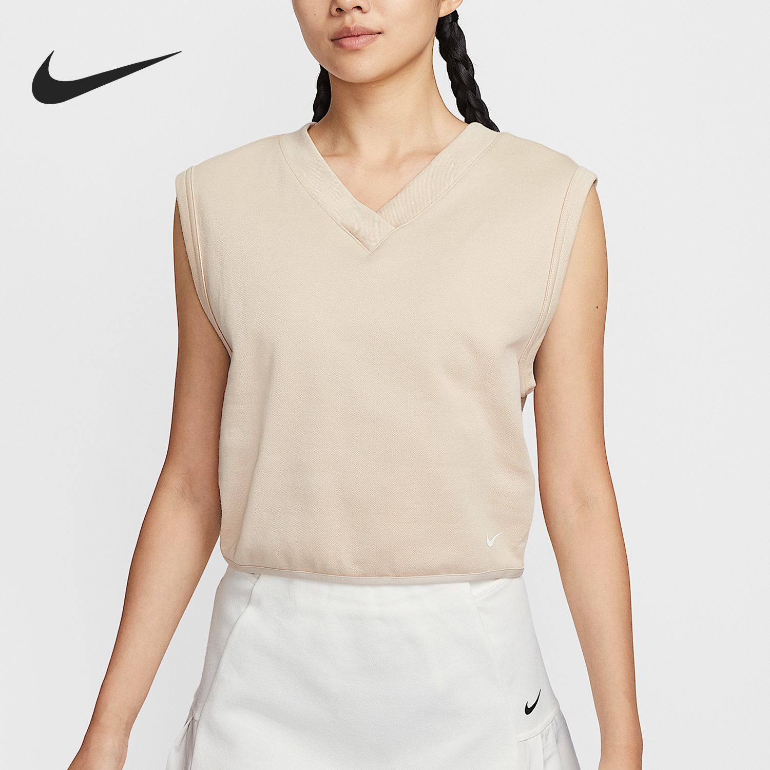 Nike/耐克正品2025女士V领套头高尔夫无袖运动T恤IH0940-126