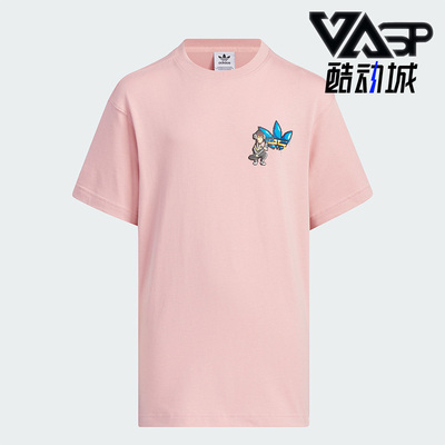 阿迪达斯三叶草大童时尚印花短袖