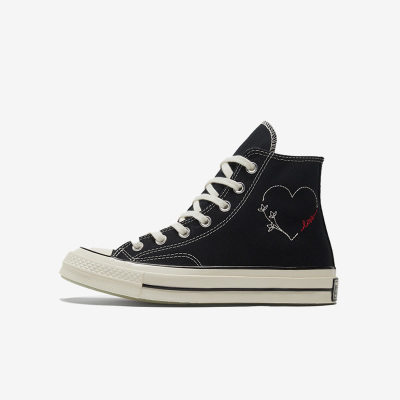 Converse匡威 复古高帮情人节限定男女同款黑色高帮帆布鞋171118C