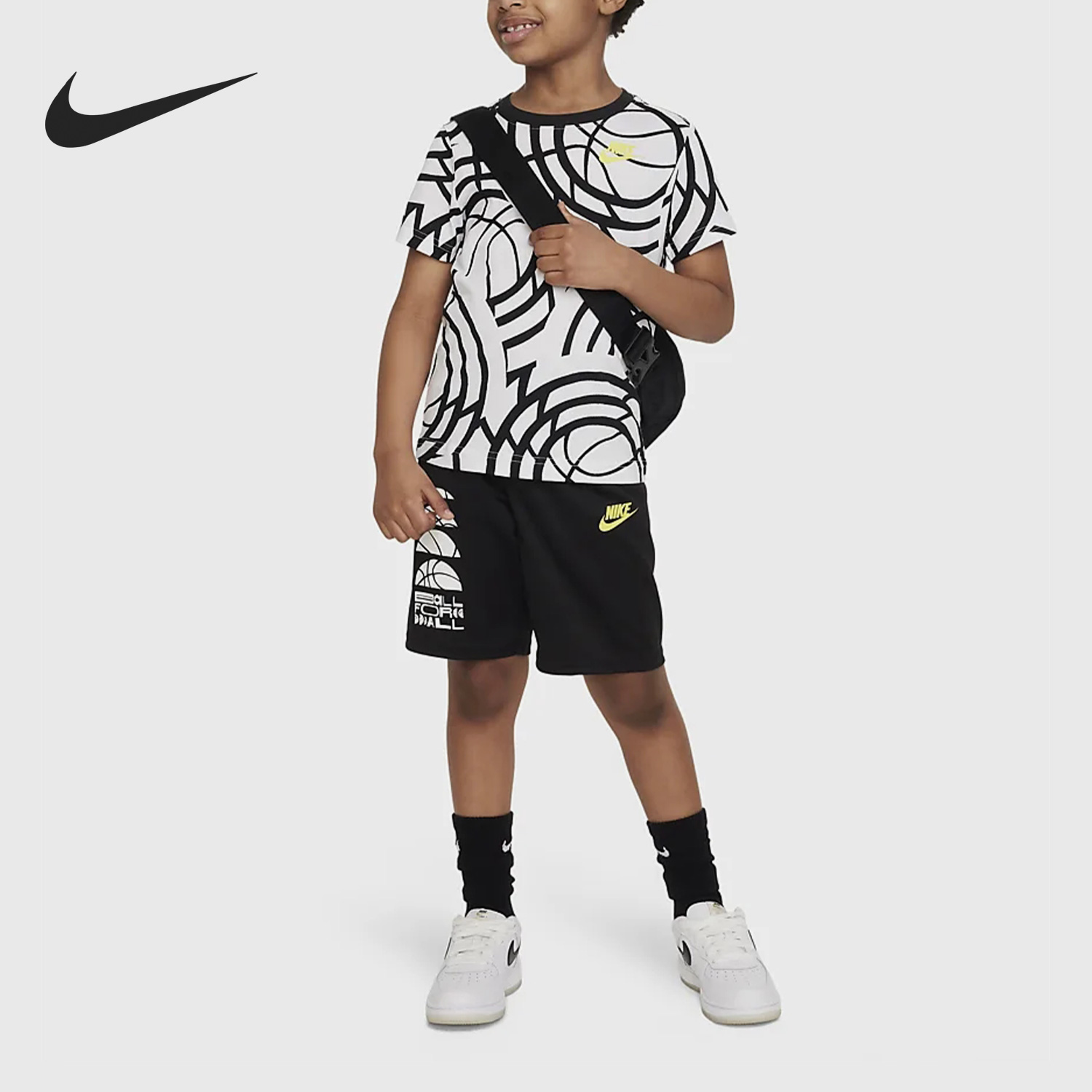 Nike/耐克正品夏季小童印花短袖直筒短裤运动套装FJ5173-010
