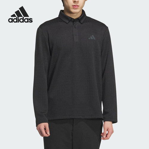 Adidas/阿迪达斯官方正品2025男士提花针织运动长袖POLO衫JN1232