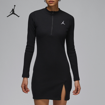 Nike/耐克正品JORDAN女士紧身开衩立领针织连衣裙HF9478-010