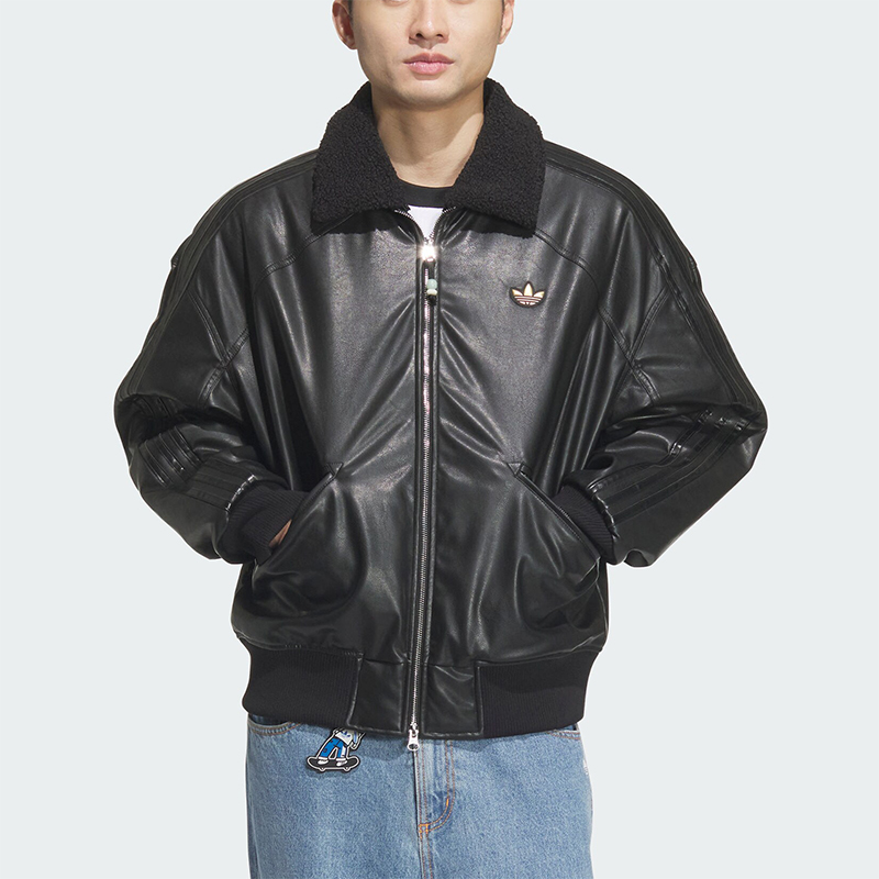 阿迪达斯男士运动翻领棉服