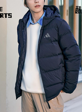 Adidas/阿迪达斯正品HELIONIC男士保暖连帽经典运动羽绒服KF4399