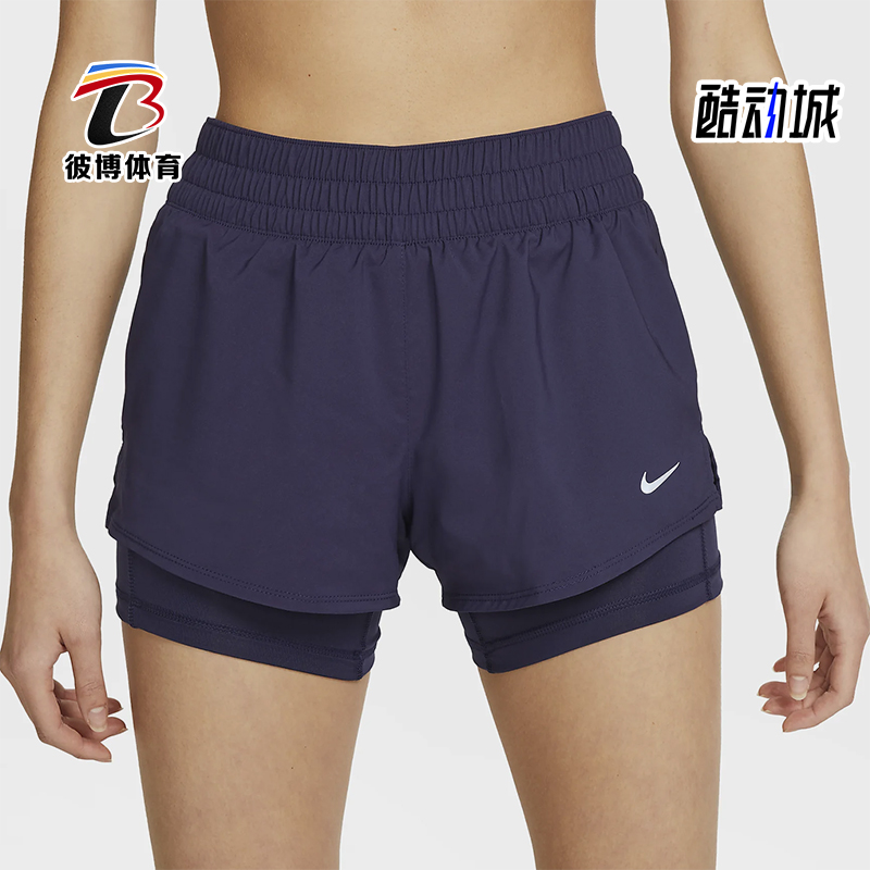 Nike/耐克正品2025女士梭织松紧腰透气二合一运动短裤DX6013-555