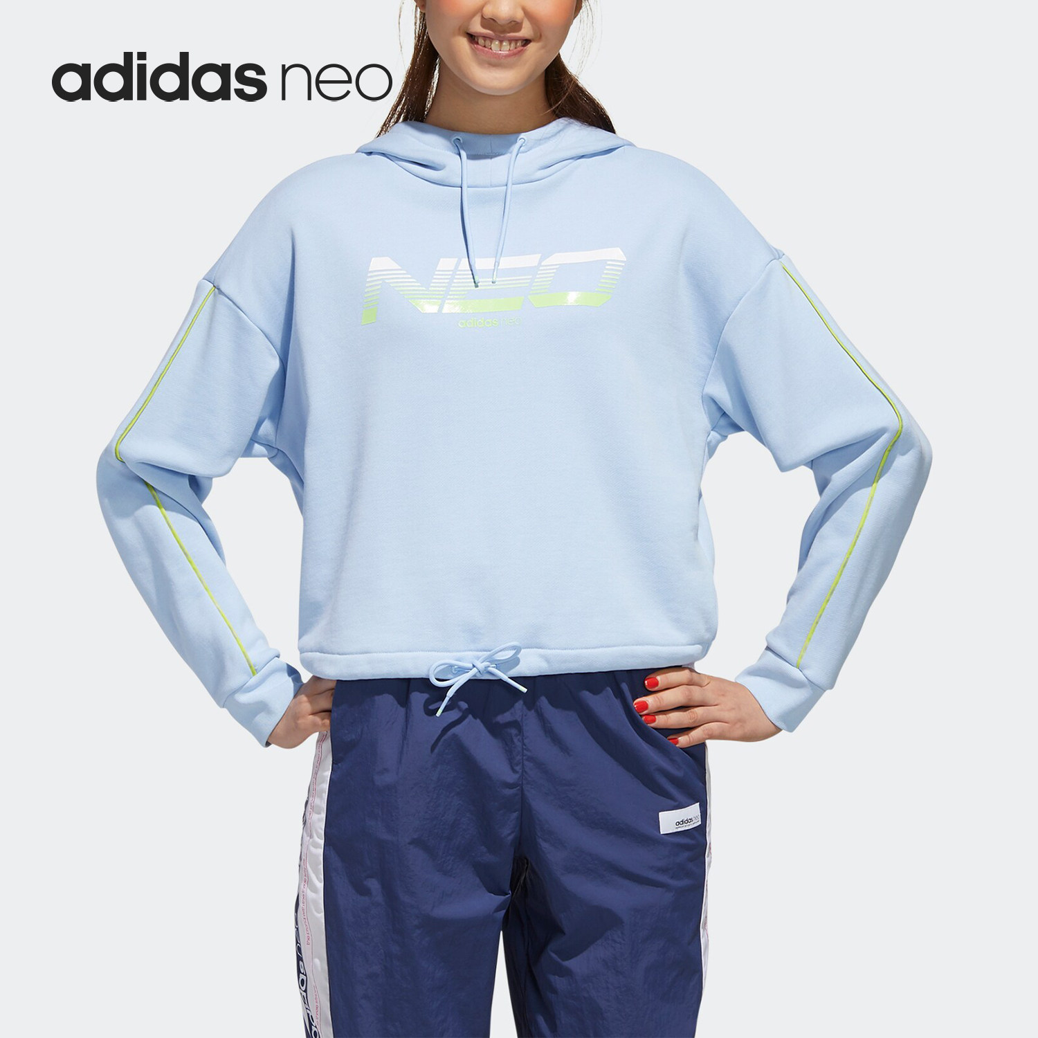 adidas/阿迪达斯正品neo女士连帽运动美式复古套头卫衣gl6067