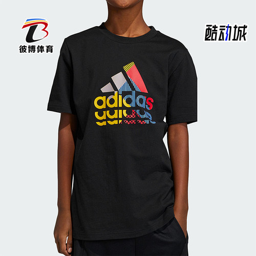 Adidas/阿迪达斯正品夏季儿童图案透气圆领休闲短袖IB9136