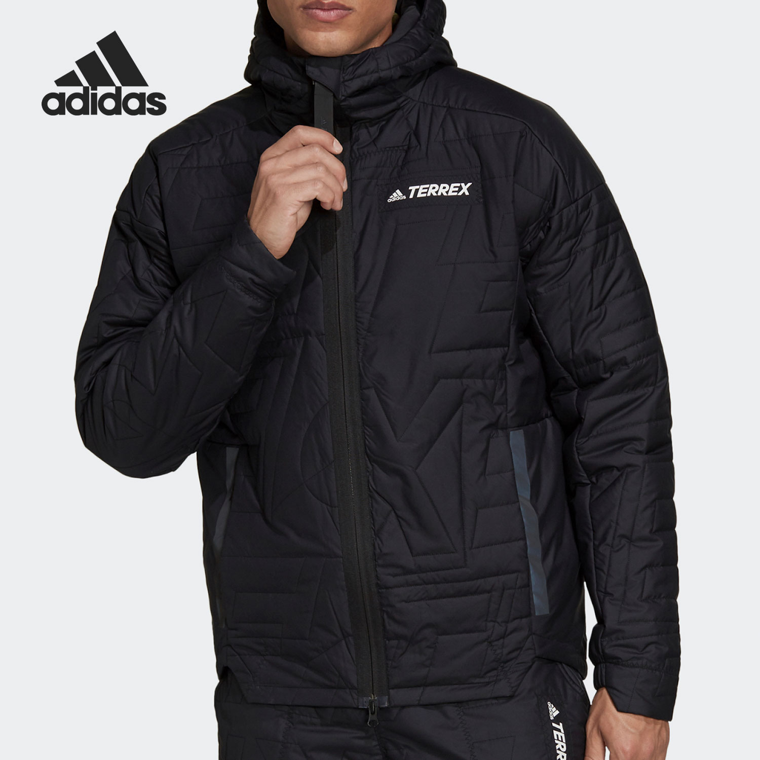 阿迪达斯男子户外连帽运动棉服