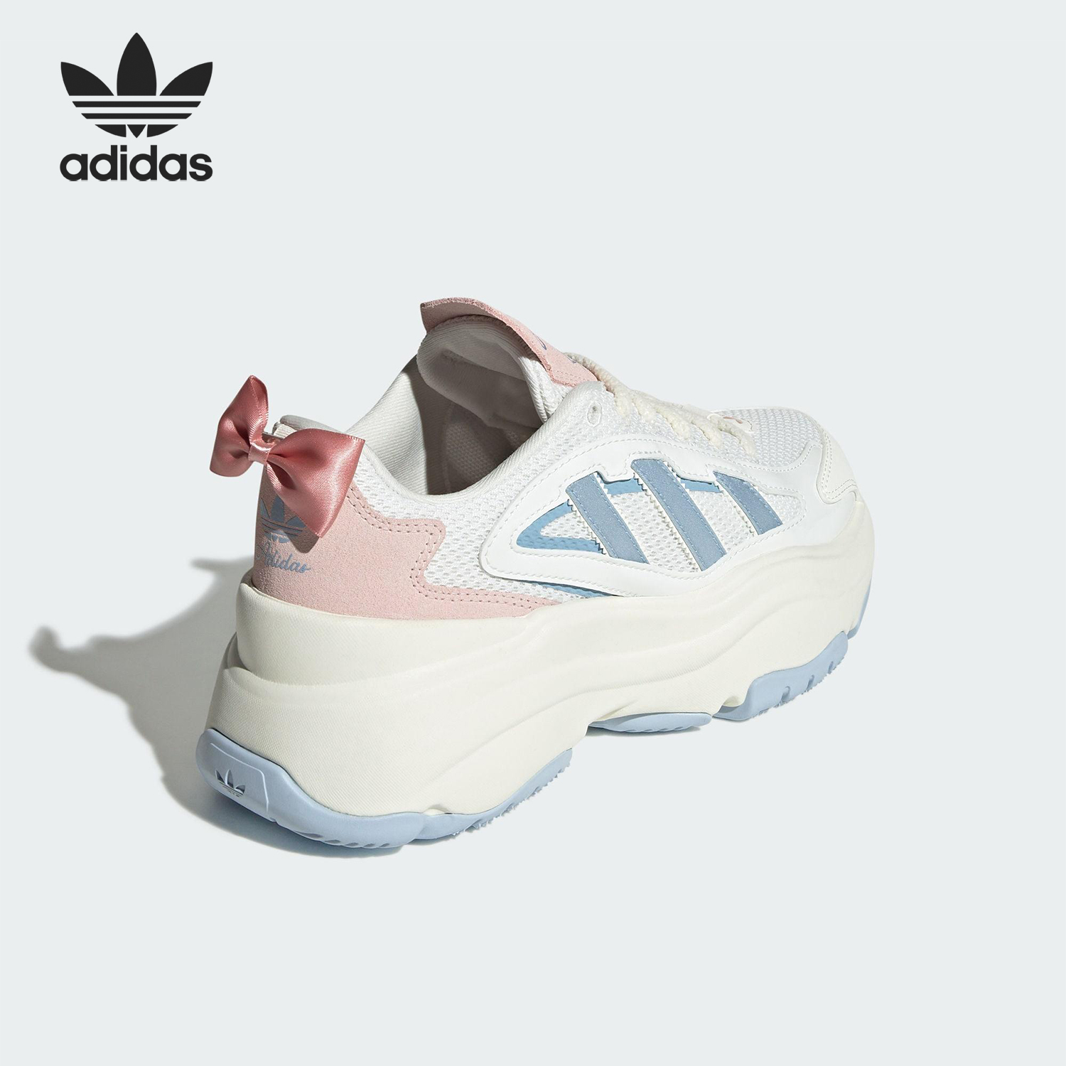 Adidas/阿迪达斯官方正品三叶草女士运动蝴蝶结厚底老爹鞋JR4240