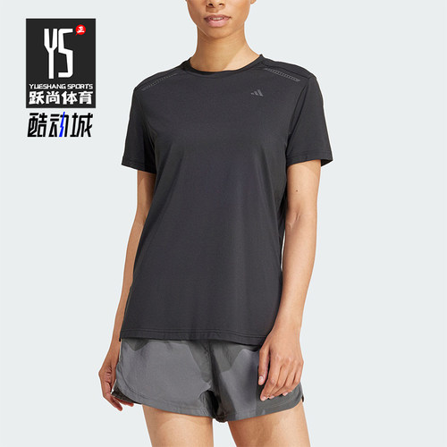 阿迪达斯女士圆领透气运动短袖